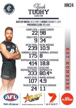 2016 Select Footy Stars - Hot Numbers #HN24 Zac Tuohy Back